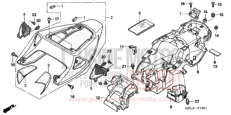 SEAT MOLDING (CBR1000RR6/7) for CBR1000RR Fireblade IRON NAIL SILVER METALLIC-U (NH167EA) from 2006